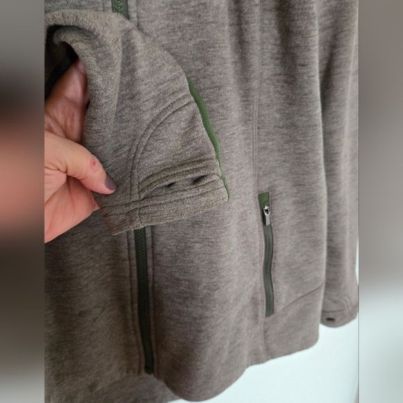 Athleta Marled Brown and Green Stronger Hoodie Size Medium - Picture 3 of 9